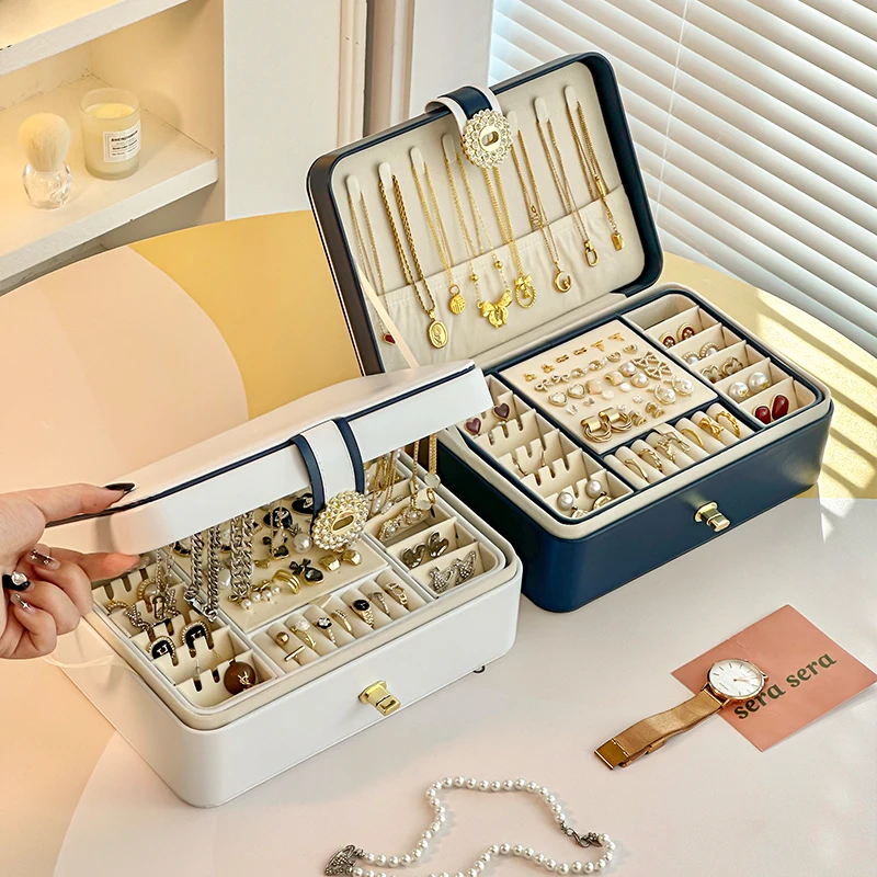 

High end jewelry storage box, necklace, earring, earring, bracelet, exquisite jewelry, gold jewelry, large capacity box