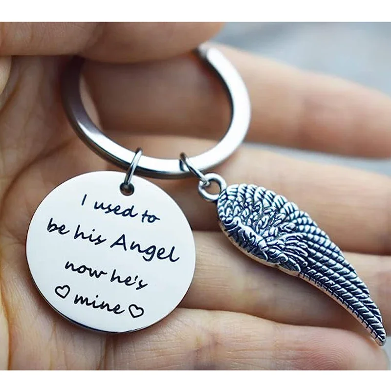 Dad Memorial Jewelry I Used to Be His Angel Keychain, Dad Bereavement Gifts Memorial Bereavement Sympathy Gift for Him