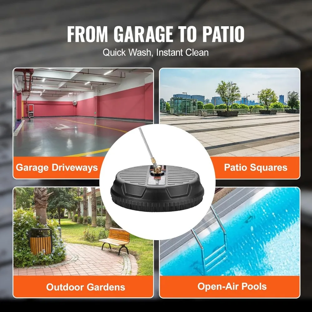 Accessoire universel pour nettoyeur de surface de 15 pouces pour nettoyeurs haute pression, Compatible avec les laveuses de 4000 PSI, connexion rapide de 1/4 pouces pour