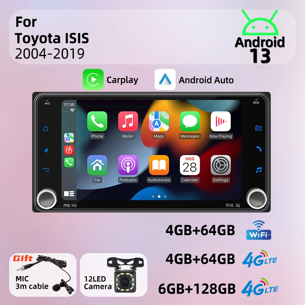 2Din Car Radio for Toyota ISIS 2004-2019 Carplay Android Auto Android Car Multimedia 7