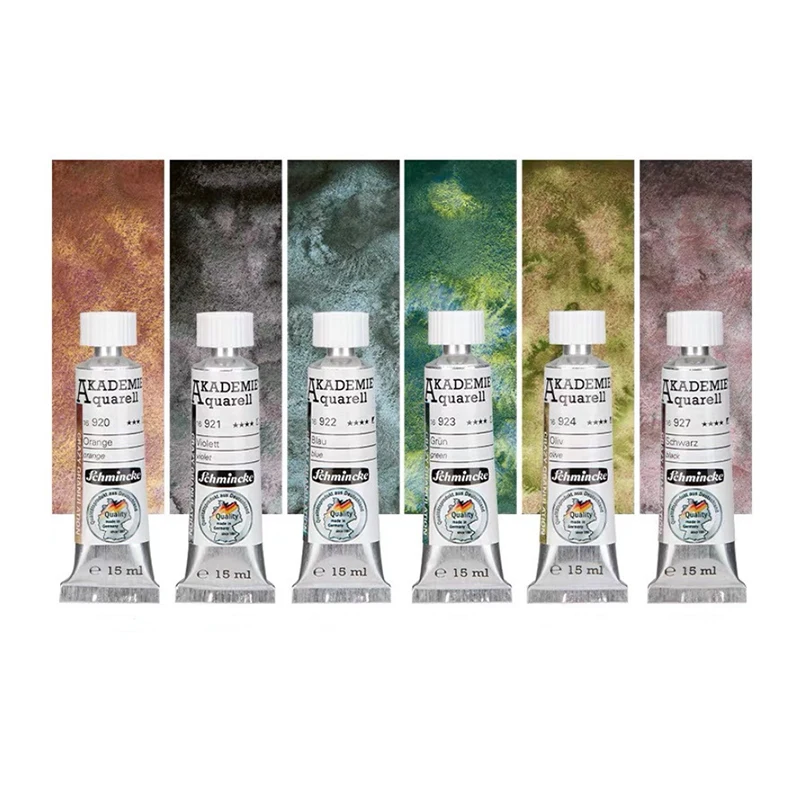 Schmincke AKADEMIE®AQUARELL Watercolor Paint 6x15ML Tubes Strong Granulating  Texture Painting Precipitation Colour Art Suplies