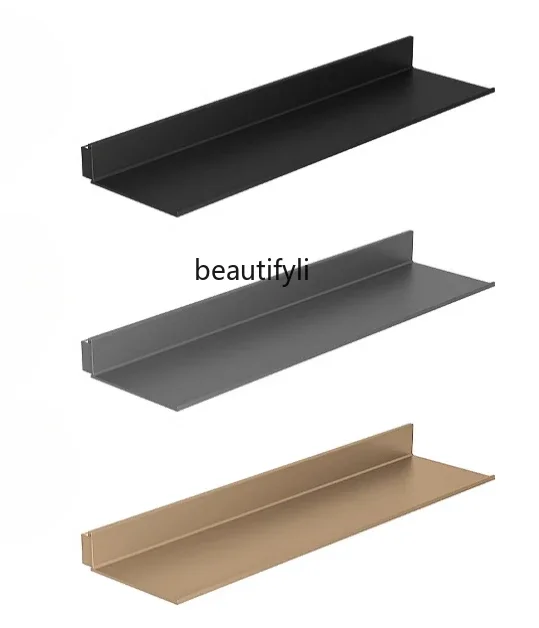 Aluminum alloy luminous laminate LED shelf storage wall wall display L-shaped shelf bookshelf with light metal baffle