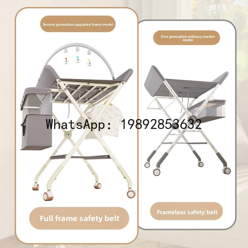 طاولة العناية بالطفل، طاولة تغيير الحمام لحديثي الولادة، طاولة تدليك تعمل باللمس، قابلة للطي ومتعددة الوظائف #3