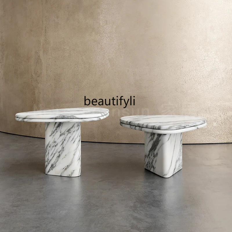 Big flower white coffee table marble French modern home living room Nordic luxury stone coffee table