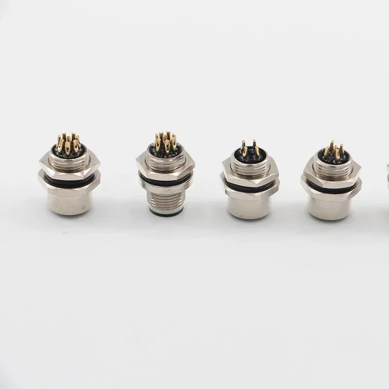 1pcs M12 4pin 5 8Pin Sensor Connector Panel Back Mount Waterproof Flange Socket Threaded Coupling Male&Female A Code Connectors