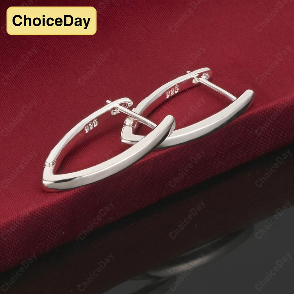 

ChoiceDay 925 Sterling Silver 20mm Delicate Geometric Earrings Women Accessories Party Fashion Wedding Jewelry