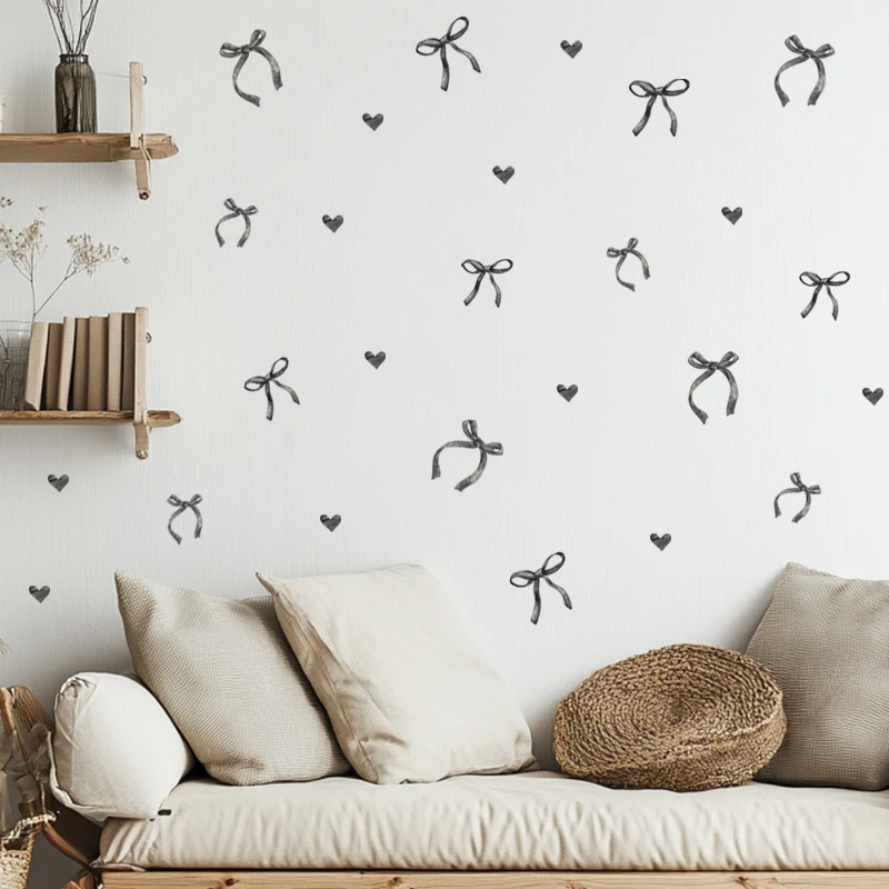 1PC Black Love Bow Home Decoration Wall Stickers Living Room Bedroom Bedhead Wall StickersBlack Love Bow Home Decoration Wall St
