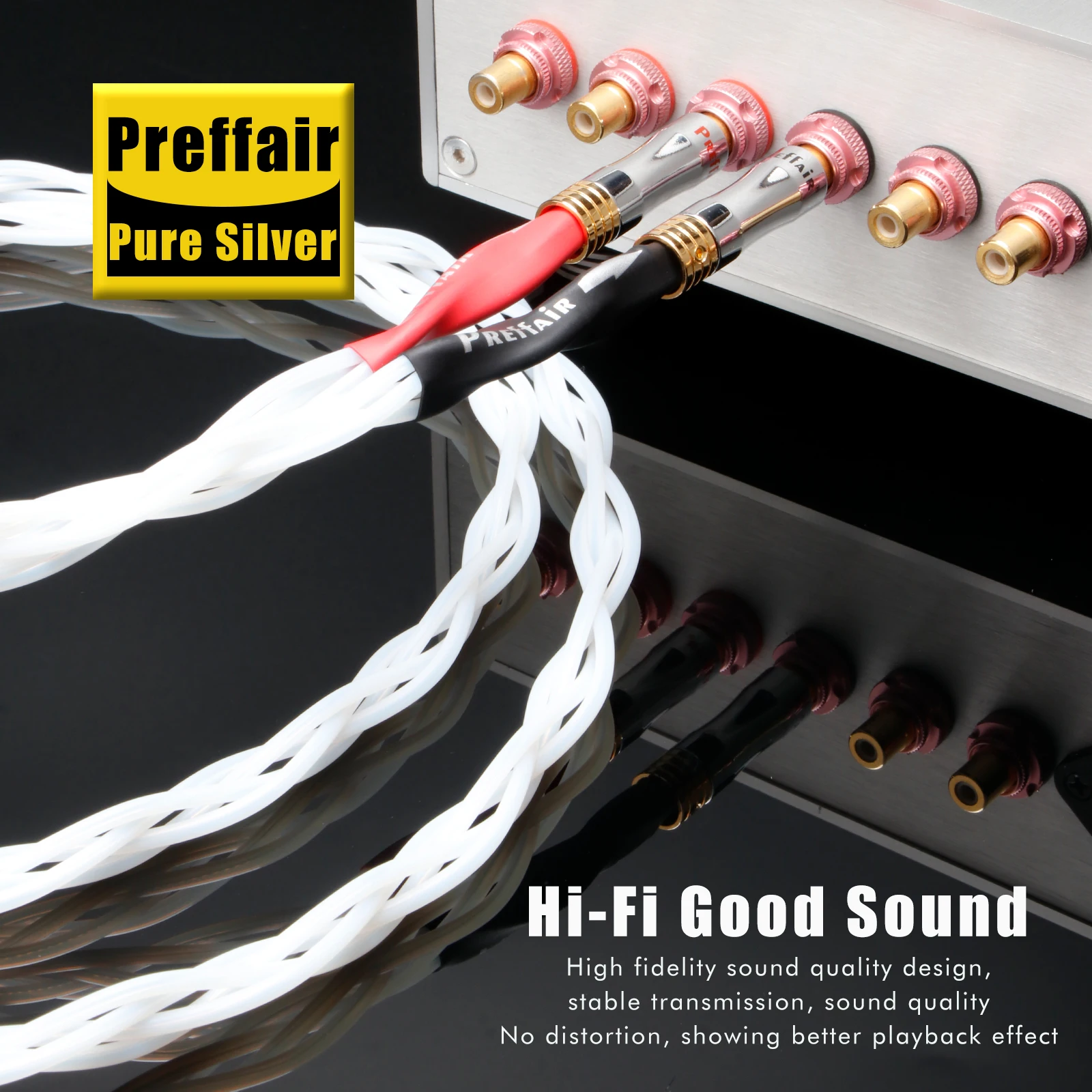

Preffair Pure Silver RCA-кабель 4-ядерный витой сигнальный провод Hi-end экранированный аудиокабель из ПТФЭ с 24-каратным позолоченным разъемом RCA Lotus