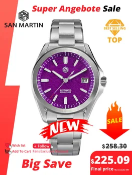 San Martin nuevo reloj deportivo Gada de moda 39mm NH35 relojes mecánicos automáticos para hombres vestido impermeable 100m luminoso SN0129
