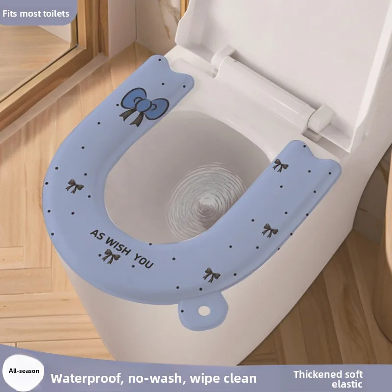 Extra Thickened Waterproof Washable Adhesive Toilet Seat Cushion Household Universal All Season Printed Soft Non Slip Cover