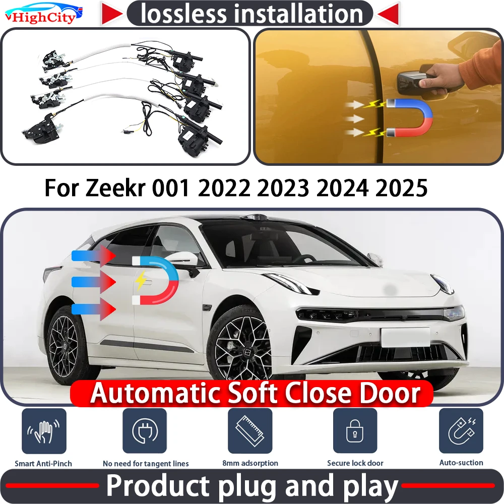 

HighCity Electric Closing Door Lock Actuator for Zeekr 001 2022 2023 2024 2025 Soft Close Power Latch System Auto Pull Door kit