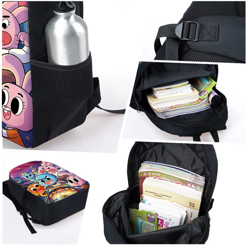 The Amazing World of Gumballs Anime Backpack Student School Shoulder Bag Boys Girls  Cute Travel Backpack Softback and Durable