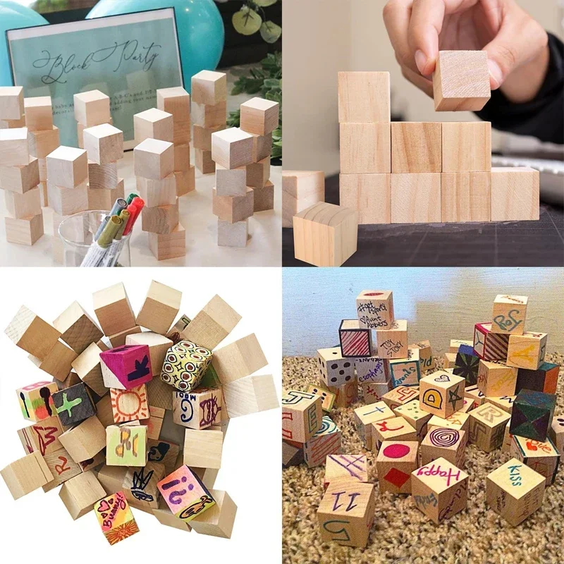 500pcs 1cm Unfinished Wooden Cubes, Natural Wood Square Blocks for DIY Project, Crafting Home Decor Art Supplies