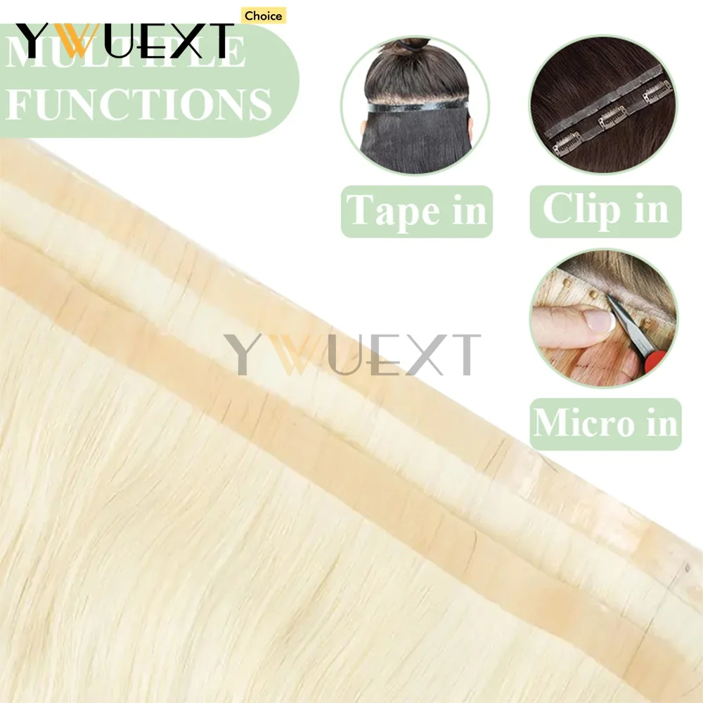 غير مرئية طويلة بولي Skin الجلد لحمة مسطحة حزم الشعر البشري 12 بوصة-20 بوصة الطبيعية مستقيم آلة تمديدات شعر ريمي