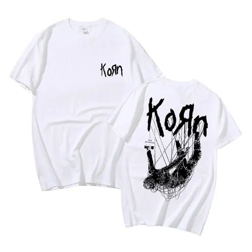 Imagen 2 del producto Camiseta estampada de la banda de Rock Korn para hombre, ropa de calle Harajuku, Camiseta de algodón, camisetas informales de manga corta