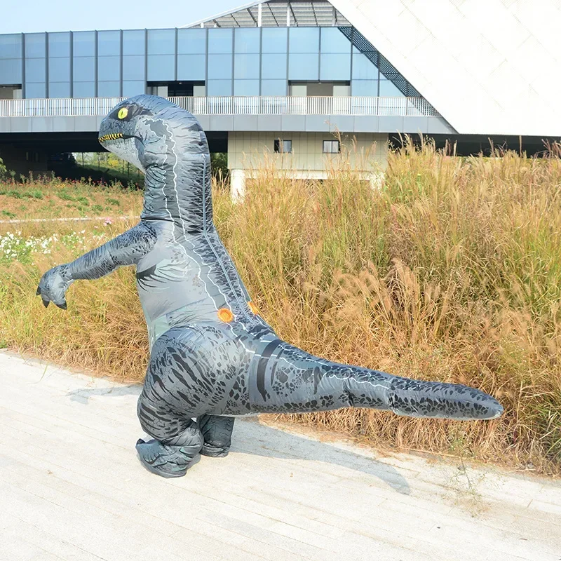 Traje inflável velociraptor tiranossauro rex dino cosplay boneca dos desenhos animados andando roupas engraçadas terno para adultos mn1
