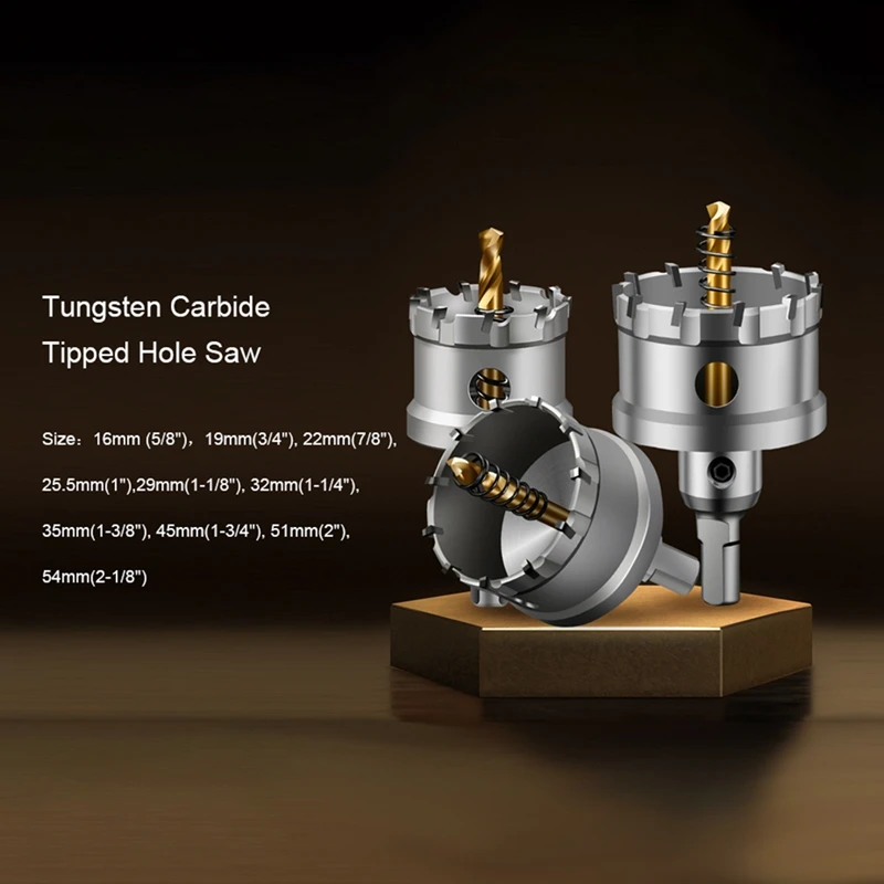 Kit de sierra de 12 piezas apto para metal duro, broca piloto de 5/8 pulgadas -2-1/8 pulgadas para metal, acero inoxidable, hierro, madera, plástico