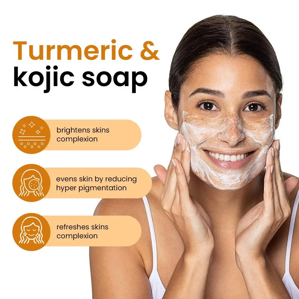 手作りターメリック石鹸ボディクリーニング美白ダーククレンザーボディブライトニングスキンケア脇の下脚石鹸フェイスソープテンダ L7A4