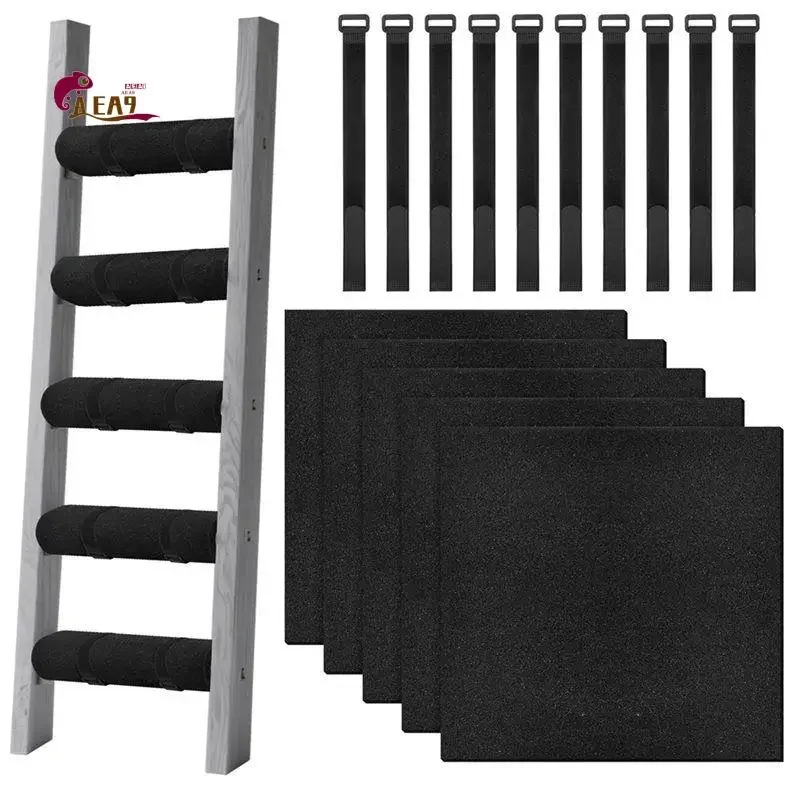 AEA9-5 PCS Bunk Bed Ladder Pads With 10 Adjustable Hoop Straps,For Bed Ladder Padding Loft Bed Safe And Comfortable Climbing