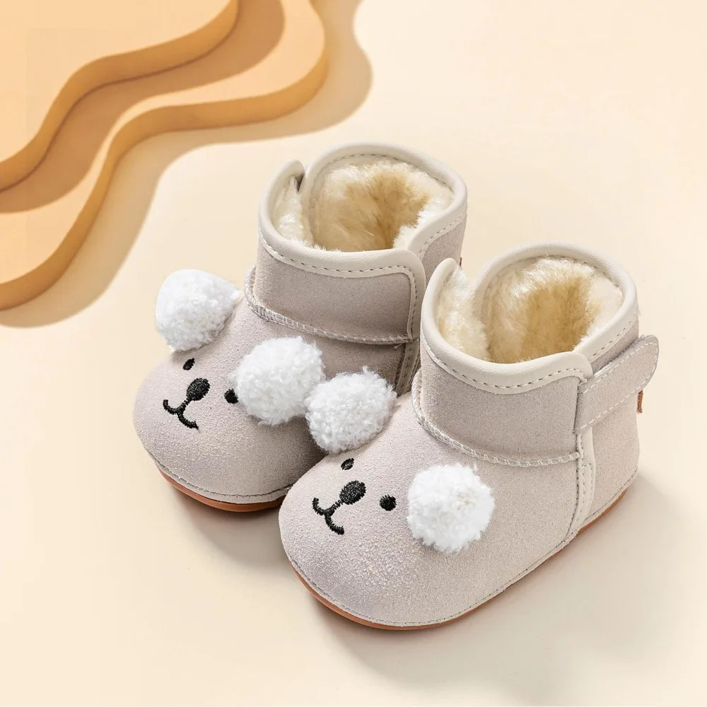 

Baby Winter High Top First Walkers Shoes Warm Fleece Lined Non Slip Soft Sole for Toddlers 0-2 Years Unisex