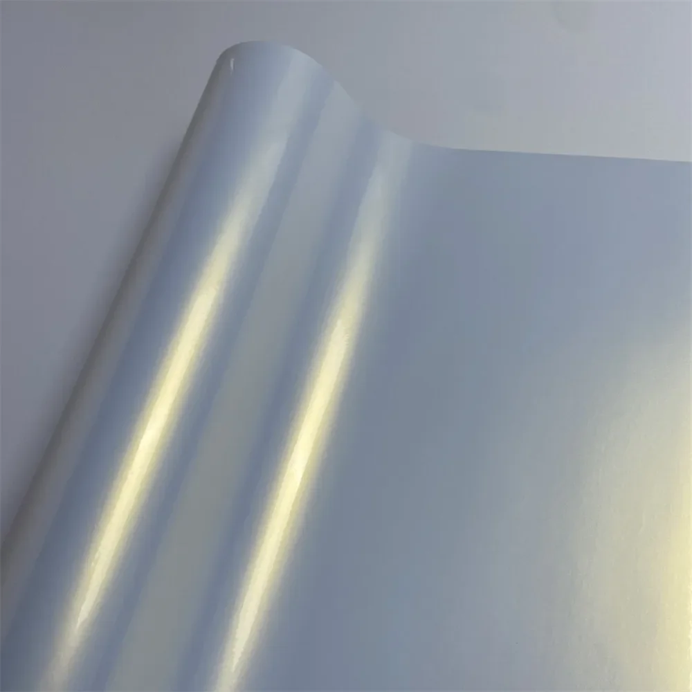 Premium Gloss Pearl Shell White To Gold Color Sticker Vinyl Wrap Roll Self Adhesive Chameleon Car Wrapping Film