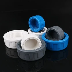 PVC 20~63mm Female Thread End Cap 3Colors Fish Tank Drain Cap Hand Screwed Cap Garden Irrigation Pipe Connector Fittings Adapter