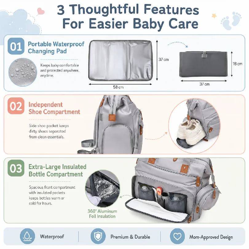 Baby Diaper Bag Large Capacity - Backpack Diaper Bag review and price