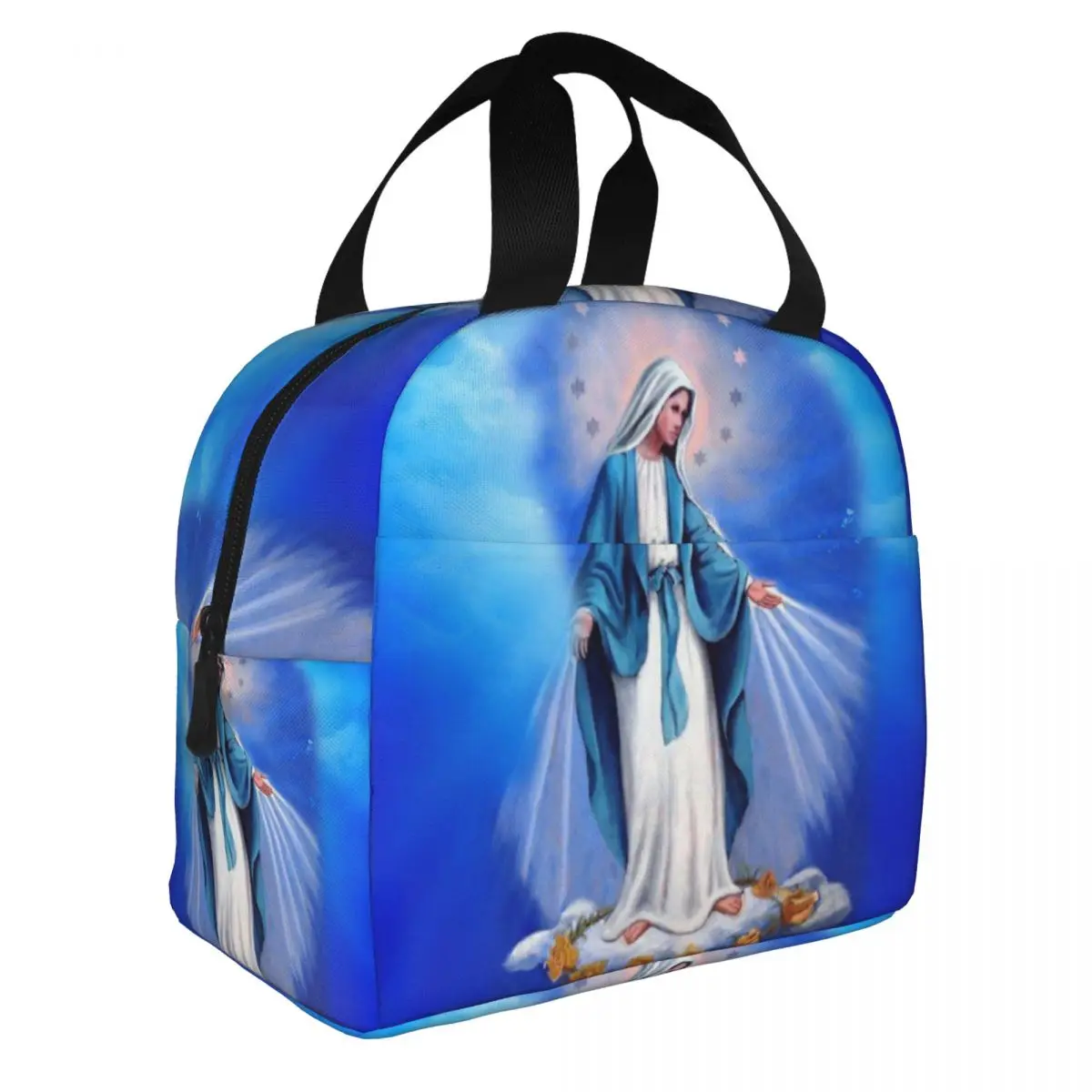 Custom Catholic Virgin Mary Thermal Insulated Lunch Bags Women Our Lady of Fatima Resuable Lunch Tote Travel Storage Food Box