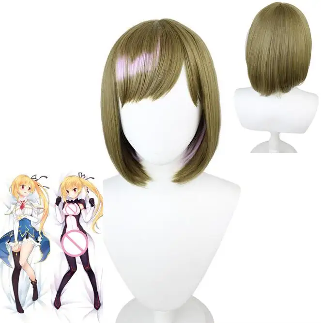 Women Synthetic Anime Short Wig Straight Hair Highlight High Temperature Fiber Cosplay Wig for Party Pillow Case Pillow Cover