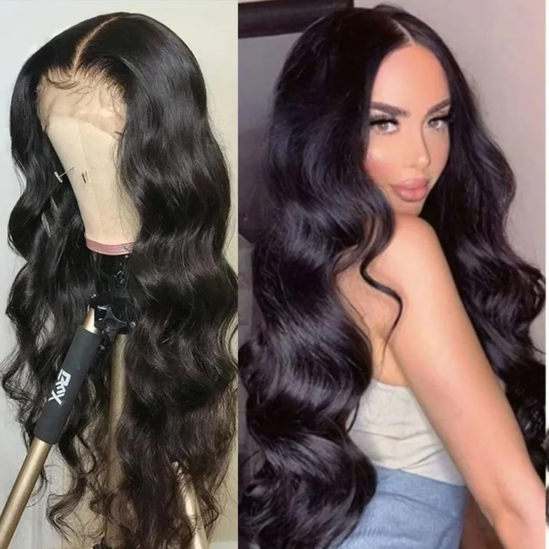 24Inch Body Wave Lace Front Wigs Human Hair 180%Density Glueless Wigs Human Hair 13x6 5x5Transparent Frontal Wigs Human Hair