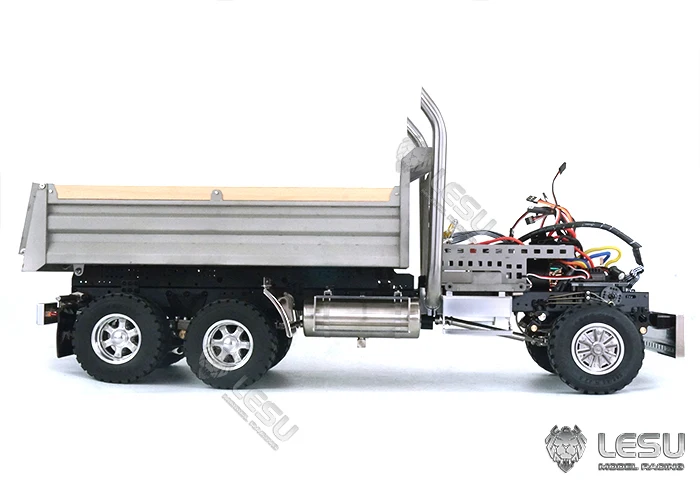LESU1/14 6x6 Metallo Idraulico RC Dumper Modello di Camion Ribaltabile W/O Cabina Luce Sistema Audio RC Modello TH20217
