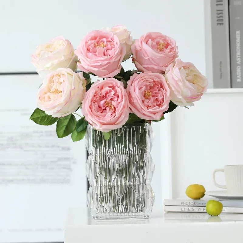 43cm Real Touch Peony Artificial Flowers Branches Rose Decor For Home Vase Wedding Christmas Valentine's Gift Fake Flower