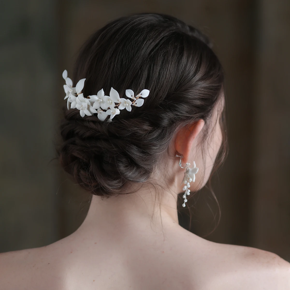 

O597 Exquisite Wedding Bridal Hair Comb Handmade Ceramic Pearls Flower Brides Bridesmaid Headpiece Set Women Marriage Hairwear