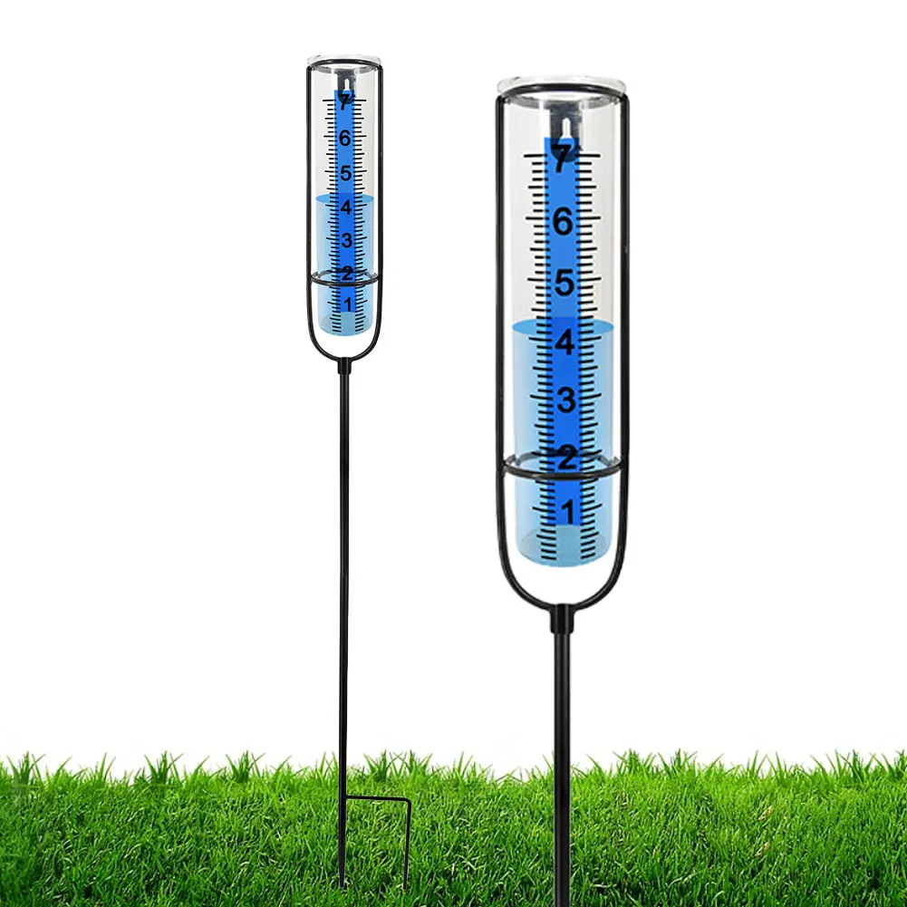 Rain Gauge with Stake Large Clear Numbers Large Rain Measuring Tool Freeze Proof Transparent Rain Measure Gauge for Outdoor Yard