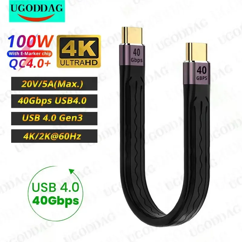 USB 4.0 Gen3 Data Cable PD 100W 5A Fast Charging USB C to Type C Cable Thunderbolt 3 4K@60Hz Cable USB Tipo C 40Gbps Data Cabel