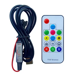 14Keys RGB Wireless LED Controller RF Remote DIY USB/DC For WS2811 2812B Individually Addressable LED Strip Light 2048 Pixels