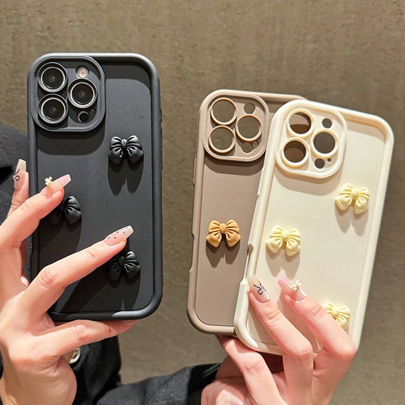 여성용 귀여운 3D 활 휴대폰 케이스, 삼성 갤럭시 A53 A52 A32 A13 A23 A33 A73 A12 A22 A72 4G 5G 소프트 실리콘 충격 방지 커버