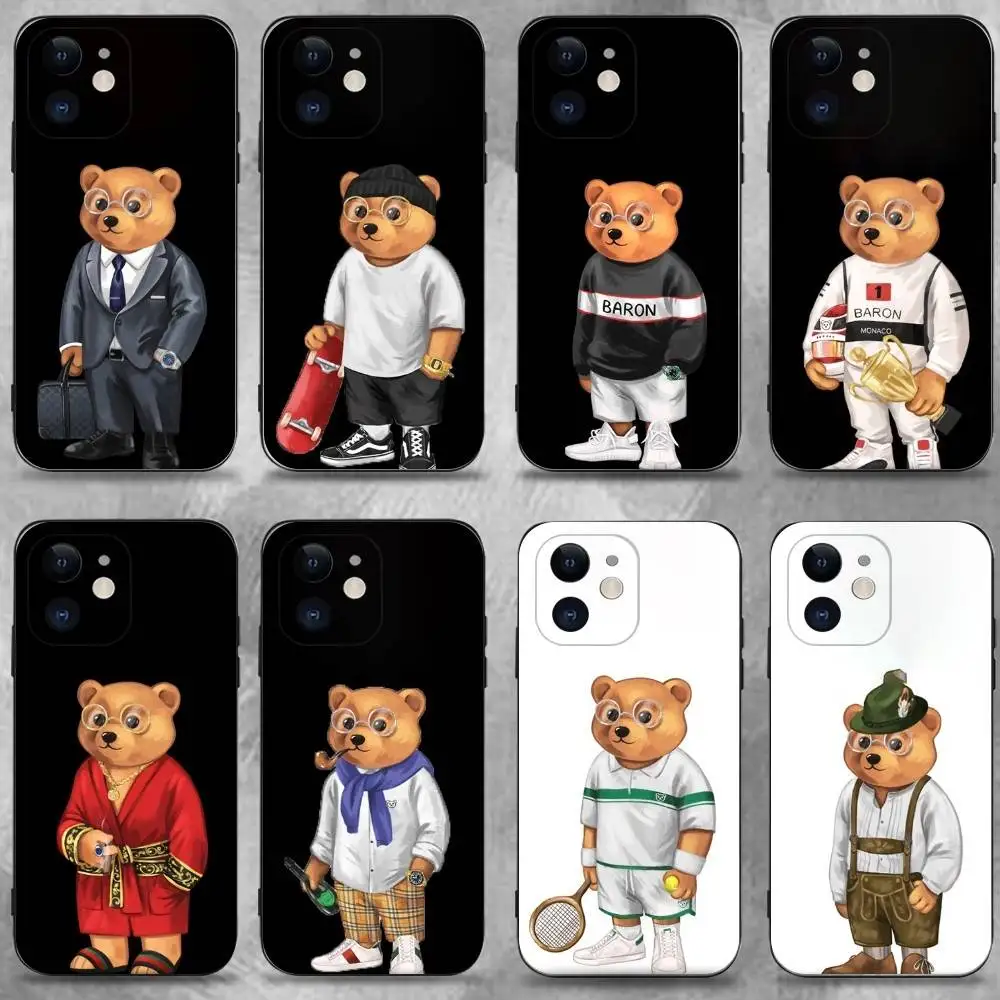 

Fashion Baron F-Filou B-Bear Phone Case For iPhone 16,15,14,13,12,11 Plus,Pro Max,XS,X,XR,SE,Mini,8,7,Soft Silicone Black Cover
