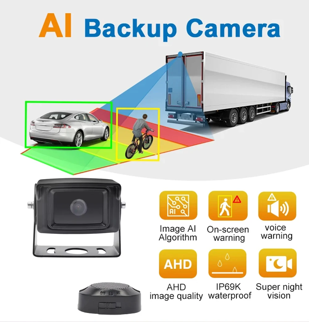 Reversing Radar Backup Camera AHD Image Sensor Pedestrian Vehicle Area Detection Night Vision Waterproof for Truck Rv Van