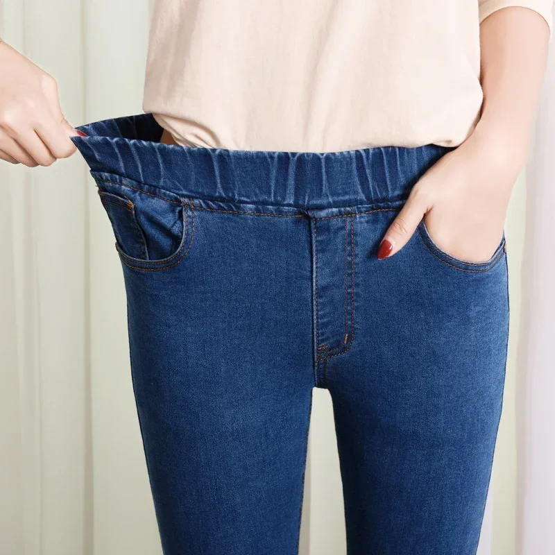 

Women's Skinny Jeans Fashion Elastic Waist Cozy Slim Pencil Pants Leggings Black Blue All Seasons Female Denim Pants