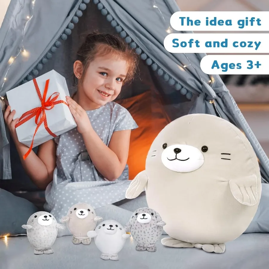 MaoGoLan 5Pcs Fat Seal Plush with 4 Babies Inside - 20 Giant Ultra Soft Seal Stuffed Animal Throw Pillow - Squishy Mother-Babie