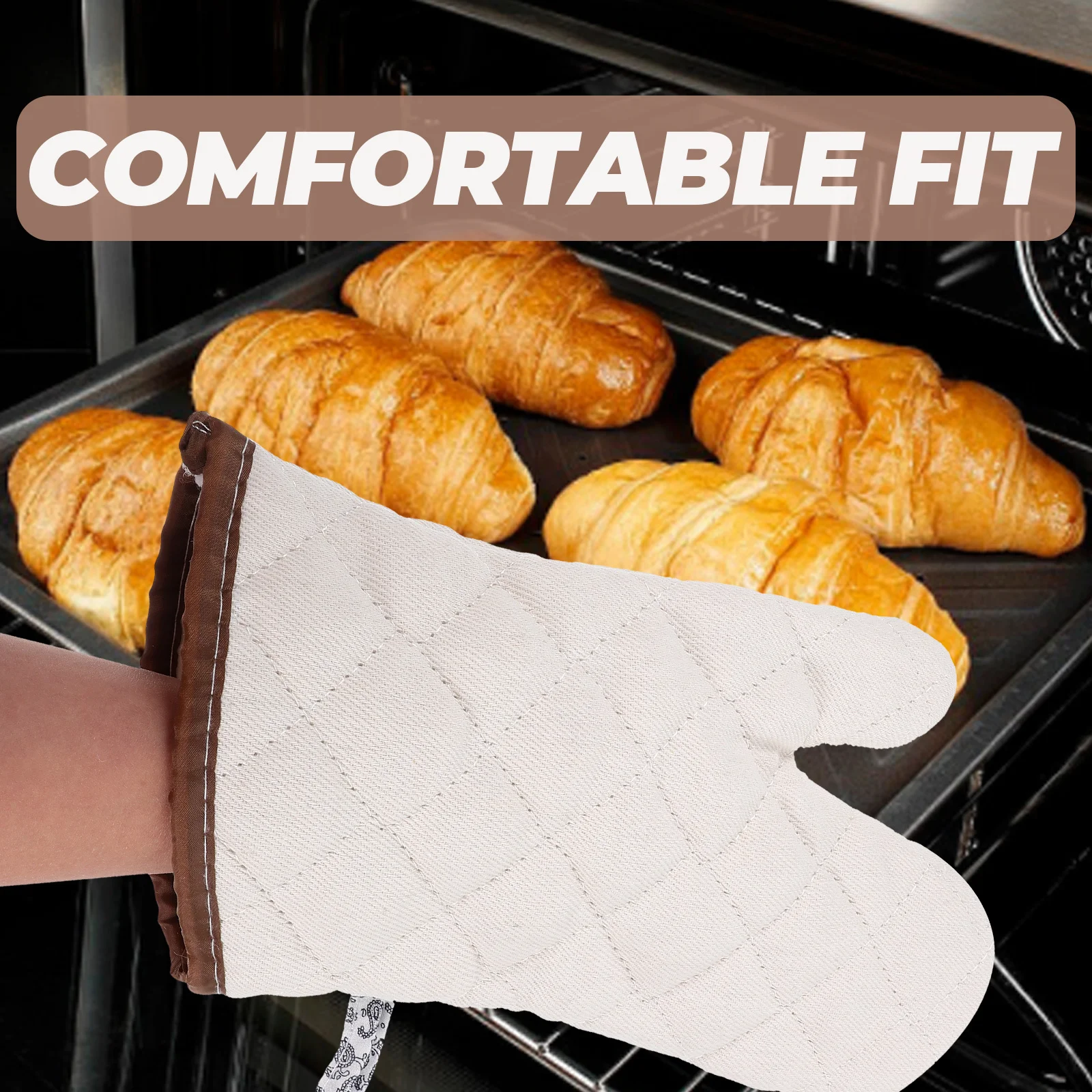 

1 Pair Oven Glove Heat Resistant Cooking Gloves Protective Non-Slip Baking Gloves for Kitchen Grill Microwave Barbecue