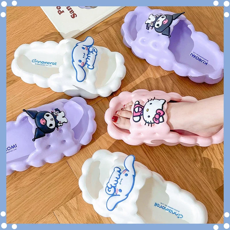 

Sanrio Slippers Hello Kitty Cinnamoroll Kuromi Slippers Kawaii Women Indoor Slippers Comzy Anti-Slip House Flat Slipper