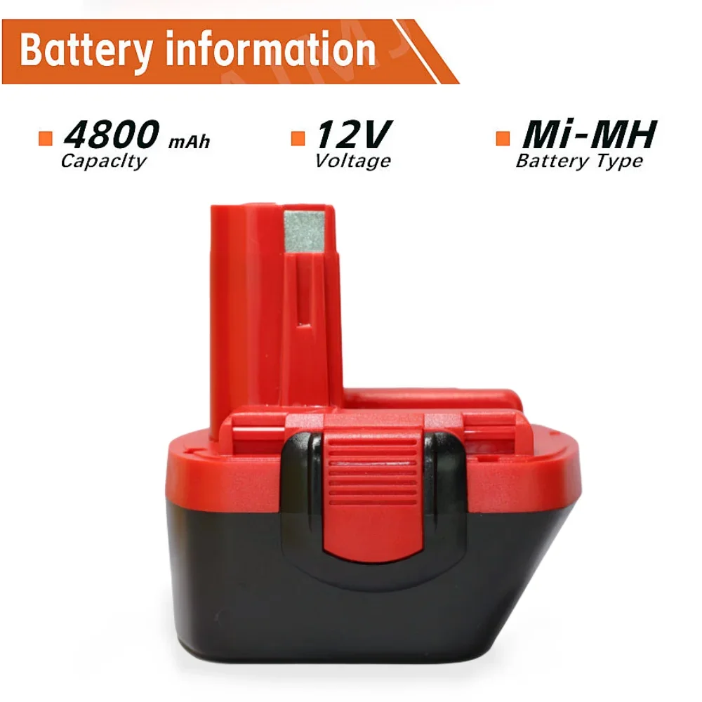 For Bosch 12V Power Tool Battery 4800mAh Ni-MH Screwdriver Battery Replaceable D-70745 PSR 1200 GSR 12-2 PSR 12 / 2607335273