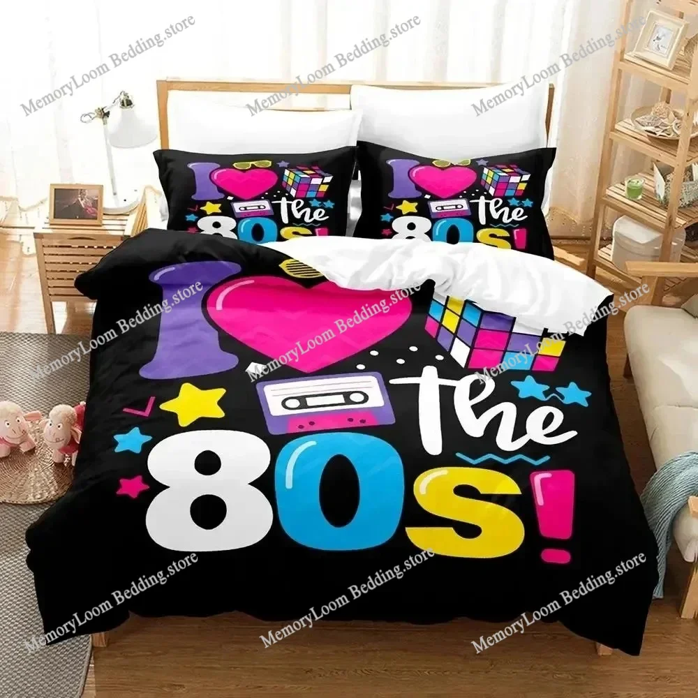 

TV series I Love The 80s Logo Bedding Set Duvet Cover Bed Set Quilt Cover Pillowcase Comforter king Queen Size Boys Adult
