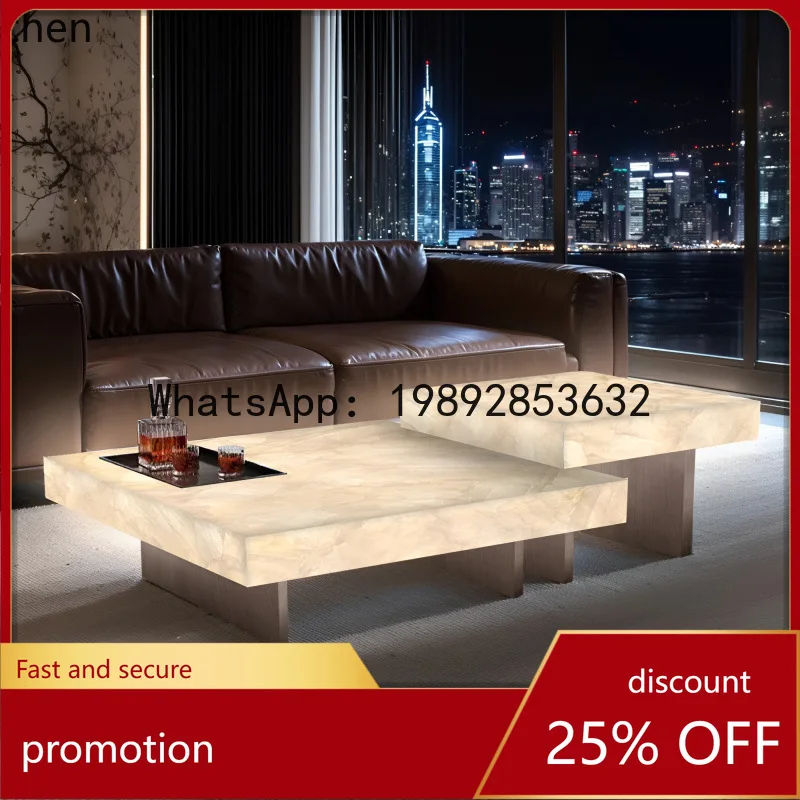 

YFY Italian Minimalist Marble Modern Coffee Table Living Room Home High-End Square Rock Board Coffee Table