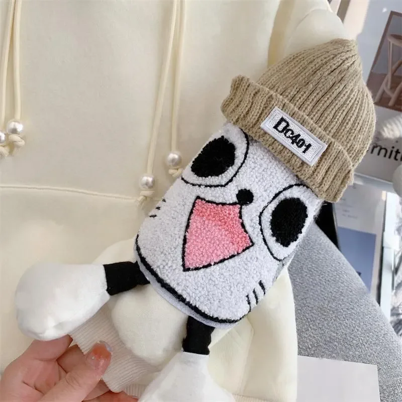 Fleece Warm Girls\' Hoodies Trousers Suit Autumn Winter Cat Printed Children\'s Sweater Jumper Casual Big Kids Sports Clothes Set