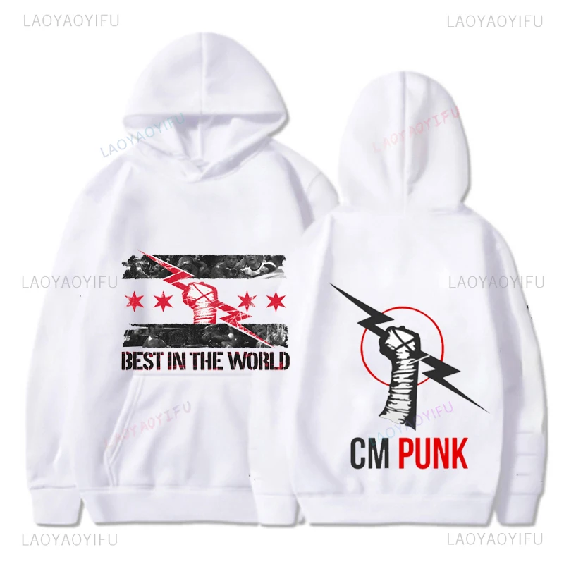 Street Fashion Casual Cm Punk American Professional Wrestler Autumn Winter  Loose  Pullover Hoodies Streetwear