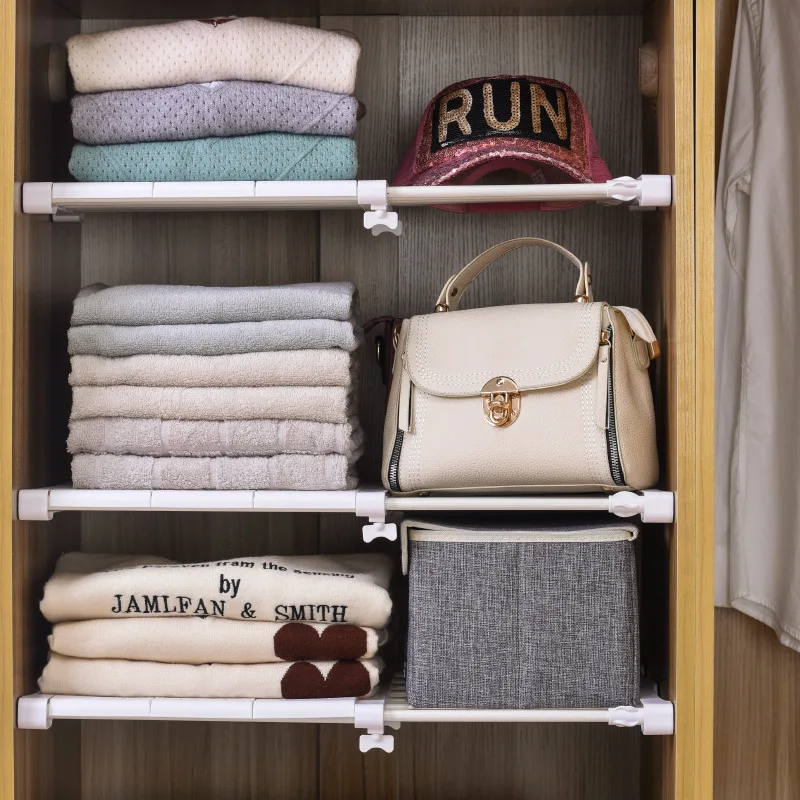 Shelves Closet Wardrobe Organizers Storage Shelves Racks Telescopic Shelves Wall Mounted Racks for Kitchen Accessories