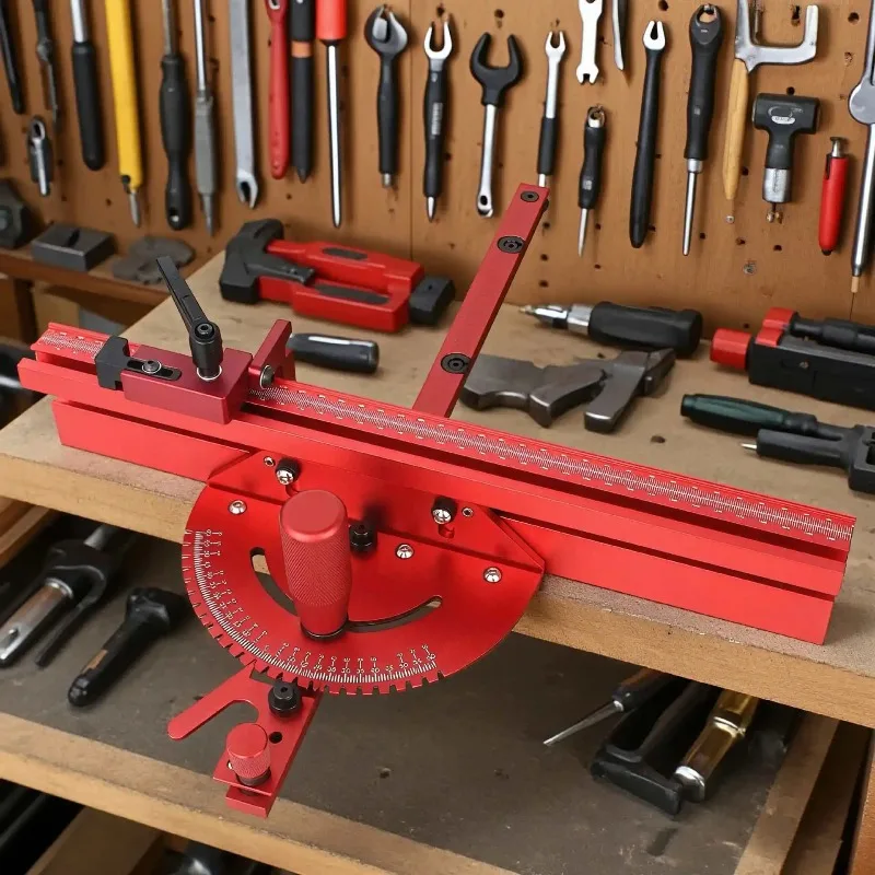 Set Miter Gauge and 400MM Fence with Track Stop Sawing Assembly Angle Ruler for Table Saw Router